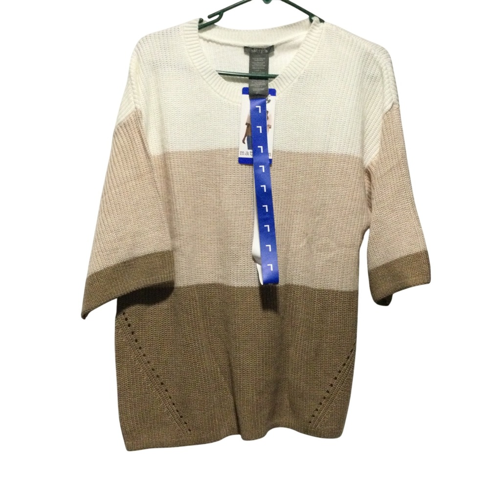 Marty M Women's Colorblock Knit Sweater 3/4 Sleeve Casual Comfort‎ Size L
